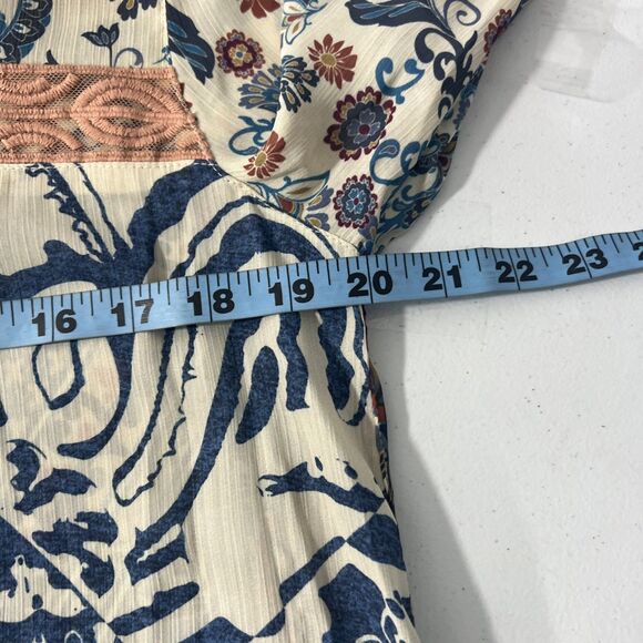 Vincente‎ Blouse Womens M Multi Paisley Beachy Resort Wear Boho Tunic - Picture 8 of 10